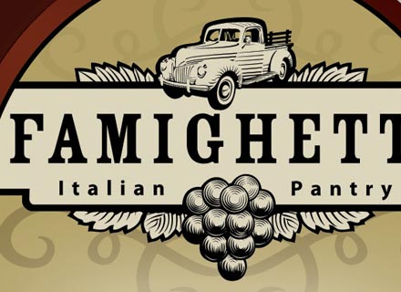 Close up of Famighetti logo